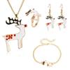 4pcs/set Christmas Necklace Earrings Bracelet Ring Four-piece Christmas Ornaments Xmas Gift Sjewerly Sets for Women