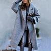 European & American Autumn/Winter Wool Coat - Green, Lapel, Loose Fit, No Belt, Elegant & Chic