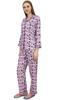 Bimba Purple Button-Down Shirt With Elastic Waist Pajama Pant Night Wear