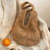Women Woven Bag Chic Hobo Bag Large Capacity Weaving Shoulder Purse Stylish Hollow Out Handbag Vacation Bag