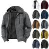 Men'S Casual Jackets Zipper Pocket Hooded Jackets Fashionable Solid Color Warm Autumn Winter Jackets