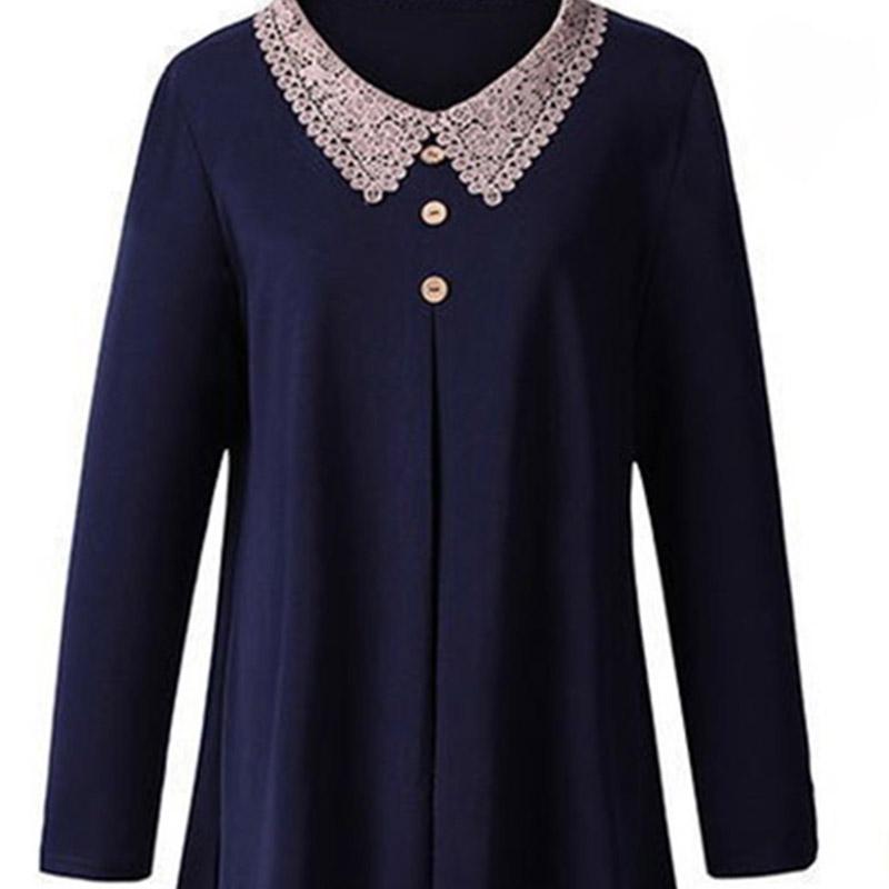 Spring and Autumn Mother's Wear Long Sleeve Loose Large Size T-Shirt Western Style Bottoming Shirt Top