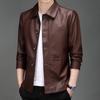 Men's Plush Leather Jacket, Slim Fit, New Korean Style Trendy and Handsome Jacket, Casual Lapel, Middle-aged Dad Jacket