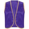Mens Arabian Prince Costume Stain Vest Shiny Gold Trim Open Front Curved Waistcoat