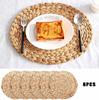 6 Pack Natural Water Hyacinth Weave Placemat Round Rattan Tablemats