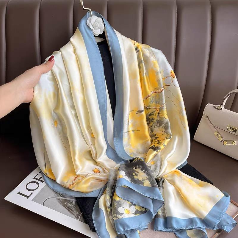 Spring Scarf Women's Luxury Design Polyester Material Smooth Scarf Soft Shawl Beach