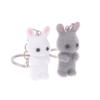 3D Cartoon Flocking Rabbit Keychain Cute Flocked Bunny Animal Keyring Bag Pendant Backpack Charms Car Decor Diy Accessories Gift