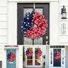 Independence Day Outdoor Decorations USA Garland Patriotic Flag Simulation Wreath