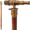Antique Finish Walking Stick Telescope Collectible Wooden Cane with Brass Telescope Handle