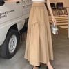 Petite Women's Pleated Patchwork Midi Skirt - 2024 Summer Korean Fashion, Elastic Waist