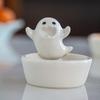 White Candle Holder Tealight Candlestick Crafts Cute Ceramic for Holiday