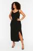 Women's Plus Size Dress Black Woven Slit Dress