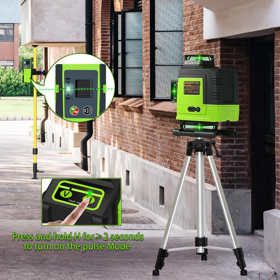 CLUBIONA IE16 Powerful Laser Green Lines Auto Vertical & Horizontal Floor and Ceiling Remote Control Laser Level With Li-ion Battery