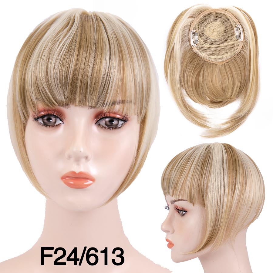 Fringe Bangs Synthetic Hair Extensions Clip In Bangs 6 Inch Short Straight Hairpiece Front Neat Bang Two Side Blonde