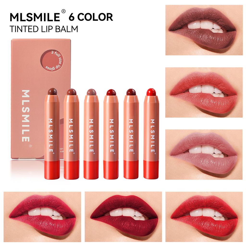 3Pcs/set Tinted Moisturizing Lipstick Matte Lip Glaze Lips & Cheeks Dual Use Lip Balm Long Lasting Moisture Lipstick Pencil