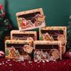 3pcs Window Type Christmas Candy Gift Box PVC Kraft Cookie Box New Year Celebration