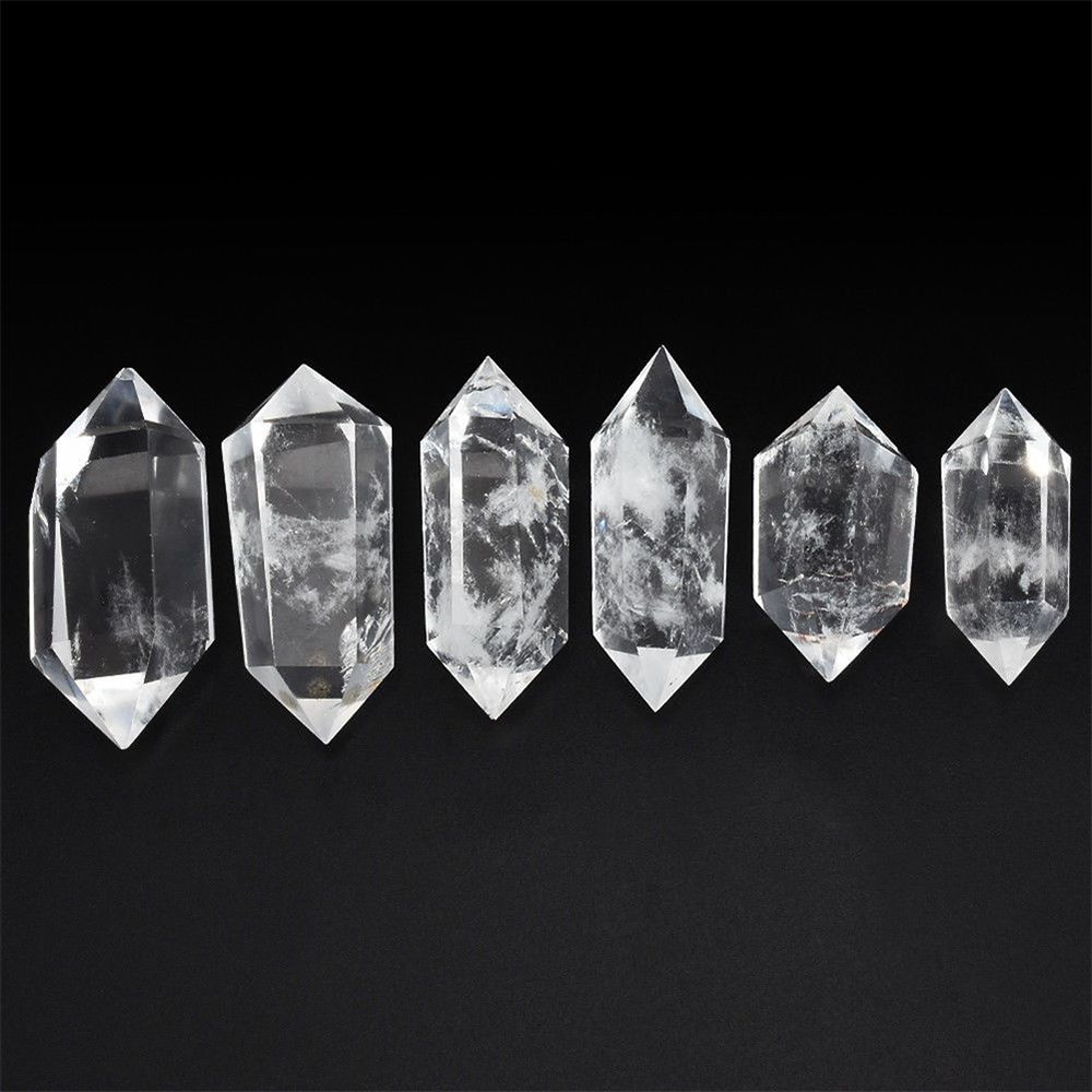 Gift Healing Stone Home Decoration Clear Crystal Obelisk Double-pointed Hexagonal Wand White Quartz