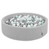 Soft Ball Pit Round 120x30cm/300 Balls Balls 7cm / 2.75in for Kids, Light Grey:white-grey-mint