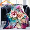 Colour Butterfly  Four Seasons Flower Flannel Blanket Warmth Soft Plush Sofa Bed Throwing   Fluffy