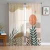 Boho Leaves Plants Tulle Curtains For Living Room Sheer Curtain For Bedroom Kitchen Blinds Voile Curtains