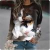 Kawaii Cat Women's Pullovers 3D Print Casual Long Sleeve Tees Oversized Harajuku Thin Hoodies Clothing Daily Tops