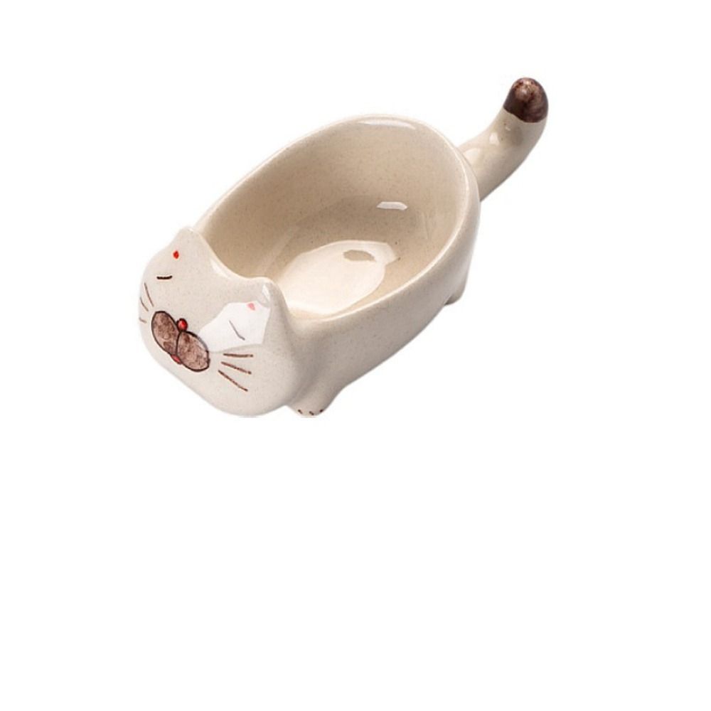 Cute Cat Ceramic Small Dish Mini Mustard Pesto Tomato Ketchup Soy Sauce Dish Seasoning Plates With Handle For Home Restaurant