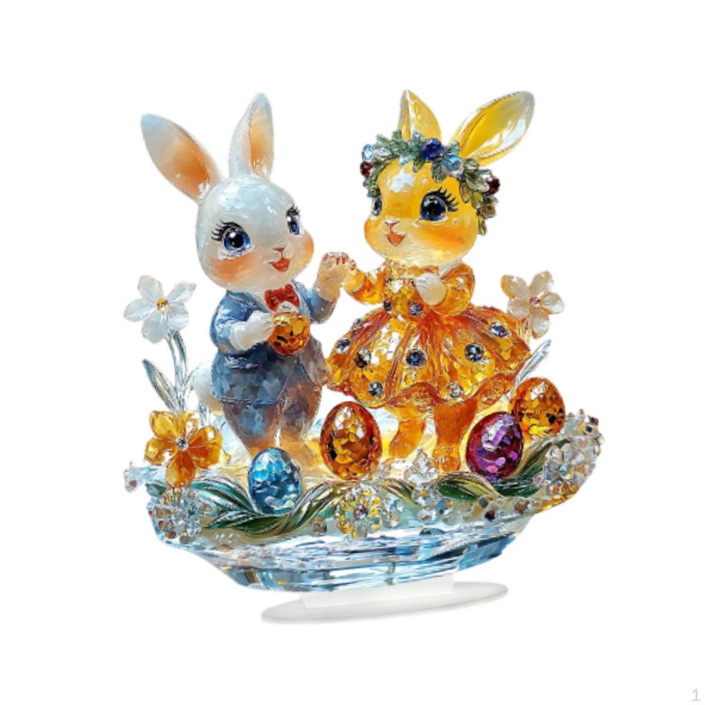 Easter Bunny Desktop Statue 2D Flat Acrylic Ornament Cute Accessories Lightweight Tabletop Figurine