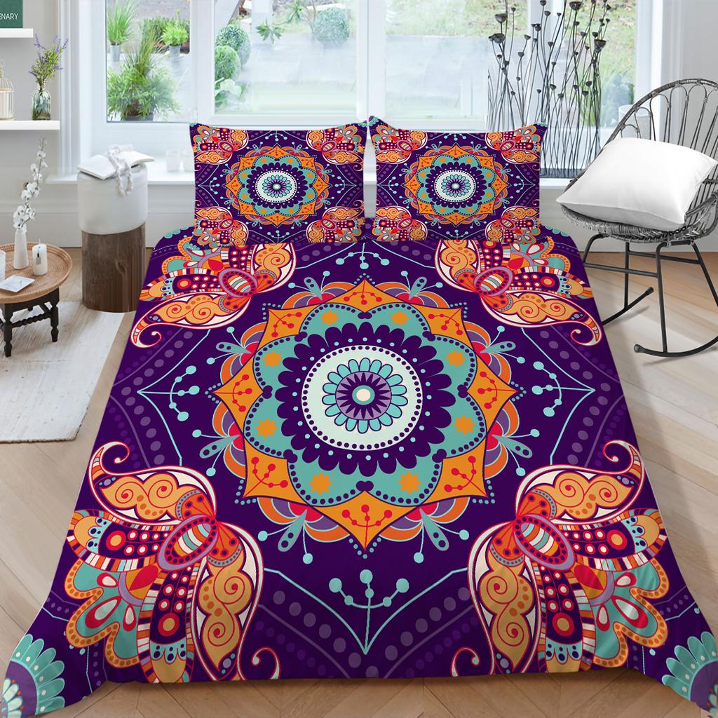 Богемный комплект постельного белья с богемным узором, пододеяльник, наволочка, 2/3 шт., ткань из микрофибры, полный размер, украшение для дома