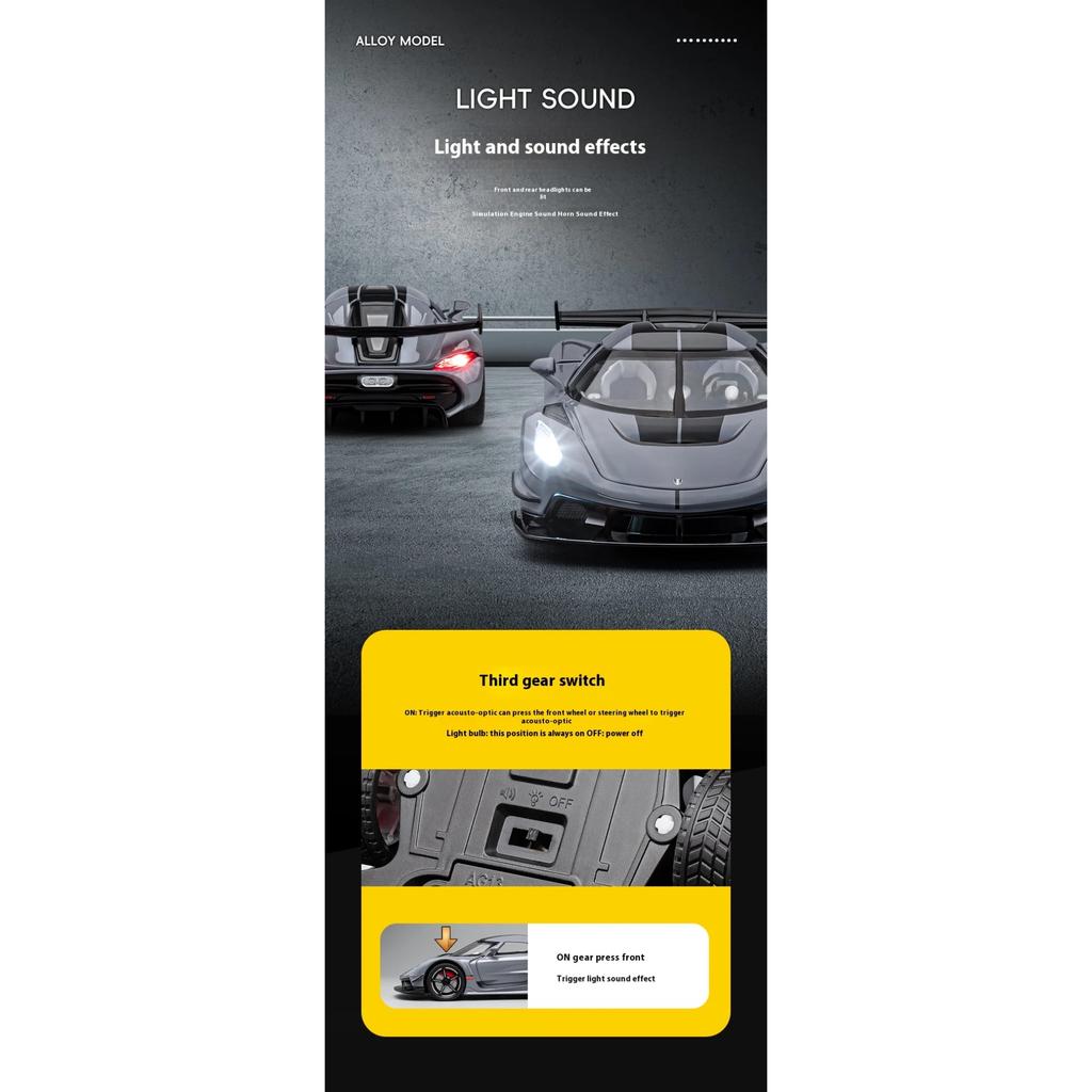 1/22 Metal Die Cast Koenigsegg JESKO Supercar Model Racing Gift Boy Simulation Sound and Light Retraction Collection Ornaments