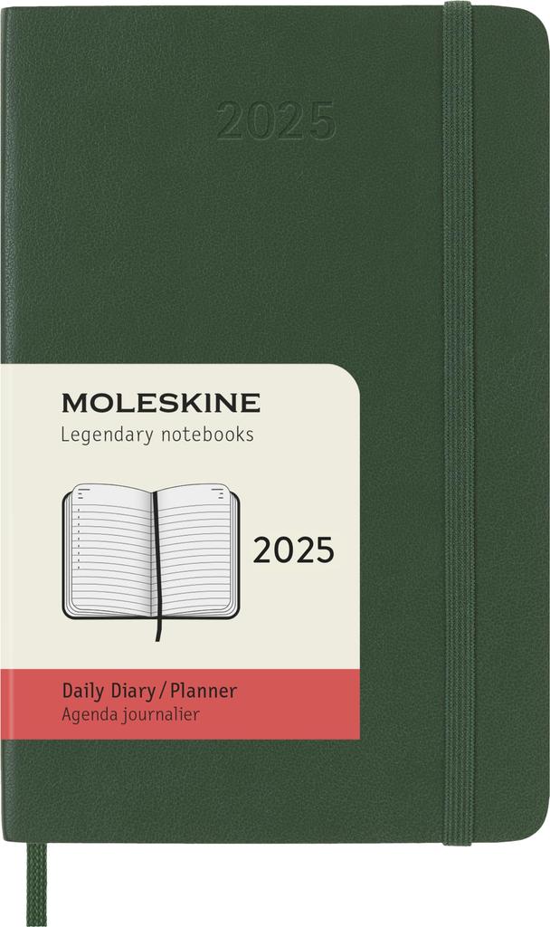 Moleskine Planner Starting In 1 Page Per 12 Daily Pocket Size Wide X 14cm Soft Myrtle DSK1512DC2Y25 2025, January, Day, Months, Diary, (9cm Long),