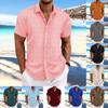 2025 Summer New Men's Cotton And Linen Striped Jacquard Shirt Lapel Casual Comfortable Stylish Casual Short-Sleeved Shirt