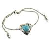 [P8160] - Silver Turquoise 'Boho' Designer Bracelet (love) - 18x17 Mm