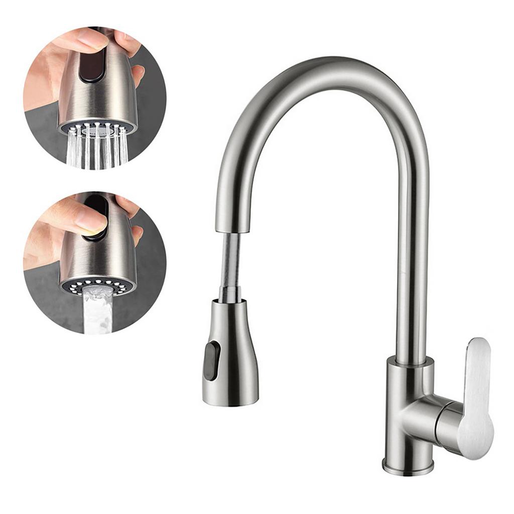1 Pc Kitchen Faucets Hot and Cold Two-In-One Household Kitchen Pull-Out Faucet with 2 Modes Nozzle 360 Degrees Rotation Faucets