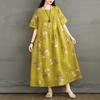 2025 Women Plus Size Summer Vintage Dress New Short Sleeve Floral Printing Loose Dress Basic Casual Dress