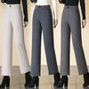 Women's High-Waist Wool Blend Straight-Leg Pants, Thickened Petite Nine-Point for Autumn/Winter 2024