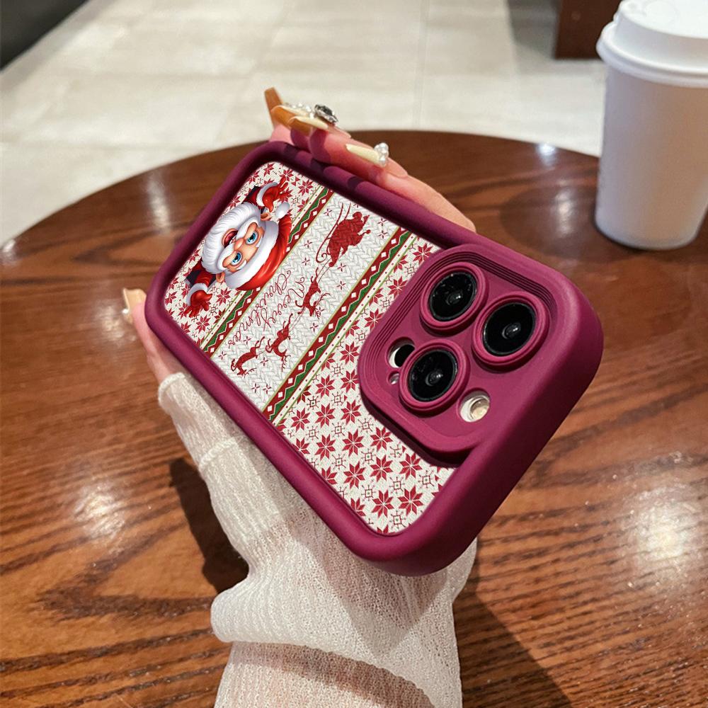 N109 Happy New Year Merry Christmas Design Soft Angel Eyes Phone Cases for iPhone 16 15 14 13 11 Pro Max 8 7 6 Plus 12 Mini XR XS Max Shockproof Cover