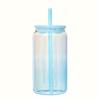 1pc 16oz (480ml) Gradient Color Mason Cups Glass Cup with Lid and Straw  Reusable Tumbler for Iced Coffee Smoothies or Boba Mug
