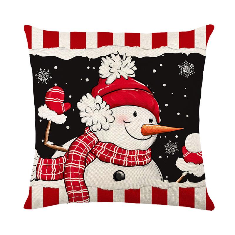 1pc Red Merry Christmas Cushion Cover Snowman Print Durable Cover 2025 New for Home Ornament Xmas New Year Christmas Decoration