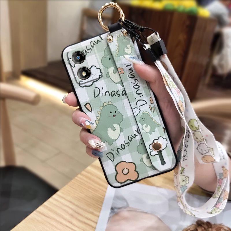 Ring Cartoon Phone Case For MOTO E13 Dirt-resistant Kickstand Waterproof Shockproof Wristband Cute Anti-knock Anti-dust