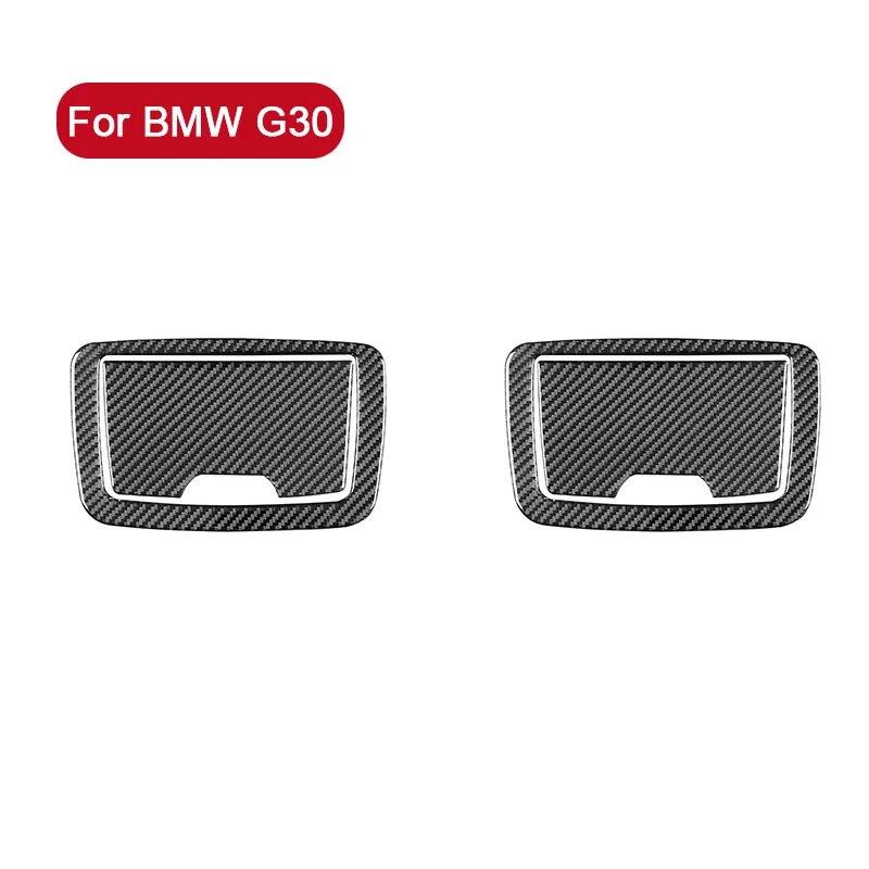 4pcs Carbon Fiber For BMW G30 5 Series 2018- Car Rear Seat Vanity Mirror Frame Trim Interior Sticker Accessories