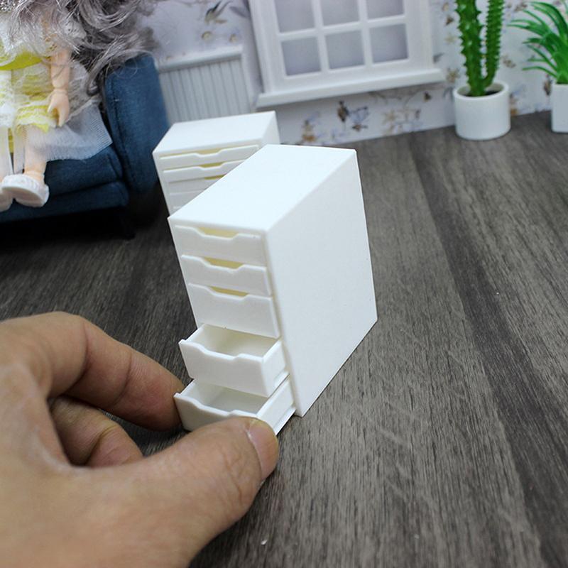 Dollhouse Mini Furniture Drawer Style Five Drawer Cabinet Bedside Table Cabinet Shelf Cupboard Model Dollhouse Furniture Toys