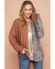 Gold Flame Leopard Print Sequin Colorblock Long Sleeve Top