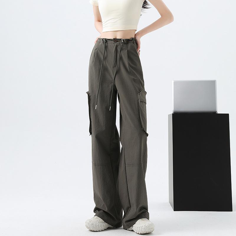 Work Pants for Women In Summer New Multi-pocket Wide-leg Casual Pants Straight American Quick-drying Sports Trousers