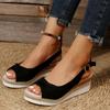 Foreign Trade New Suede Hemp Rope Bow Wedge Sandals Women's Shoes Casual Wedge Heel Platform Sandals Women's Shoes