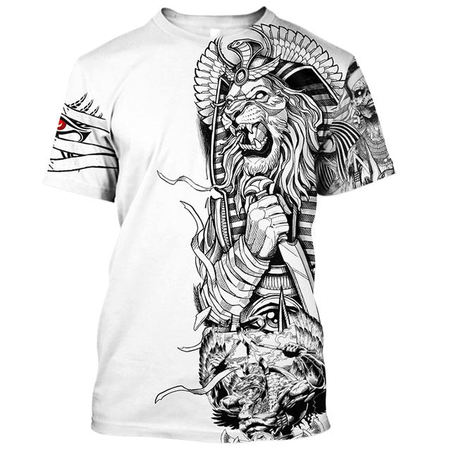 Men's T-shirt Summer Retro Style Fashion Egyptian Pharaoh Print Short Sleeve Tee Shirts Quick Dry Men's Crew Neck Loose Tops