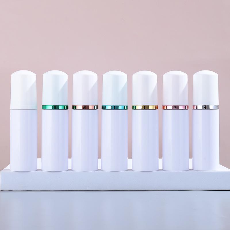 White Foaming Bottle for Eyelash Mousse, Toothpaste, or Facial Cleanser - Available In 30ml and 60ml with Press-to-Foam Dispenser and Brush.