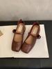 French Retro Square Head Light Mouth Single Shoes Women's Middle Heel Spring and Autumn Evening Temperament Fairy Thick Heel Mary Jane Small Leather S