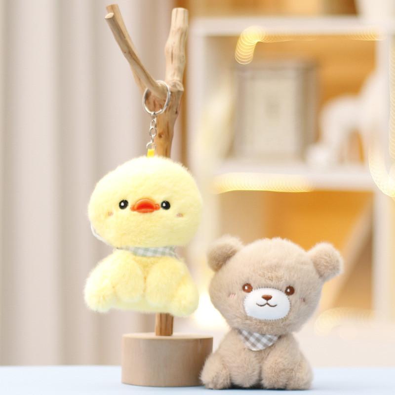 Bear Rabbit Duck Keychain Cute Cartoon Girl Backpack Hanging Plush Gift Doll