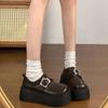 British Style Platform Retro Muffin Single Shoes 2025 Autumn New Fashionable Versatile Round Head Loafers Heightening Small Leather Shoes