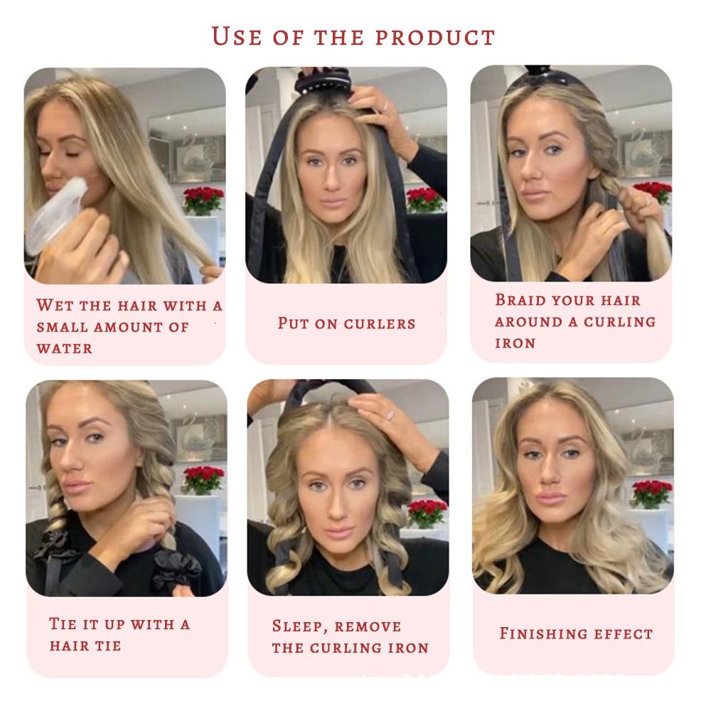 Hair Products Heatless Curling Rod Headband No Heat Silk Curls Ribbon Hair Rollers Sleeping Soft Headband Lazy Hair Accessoire